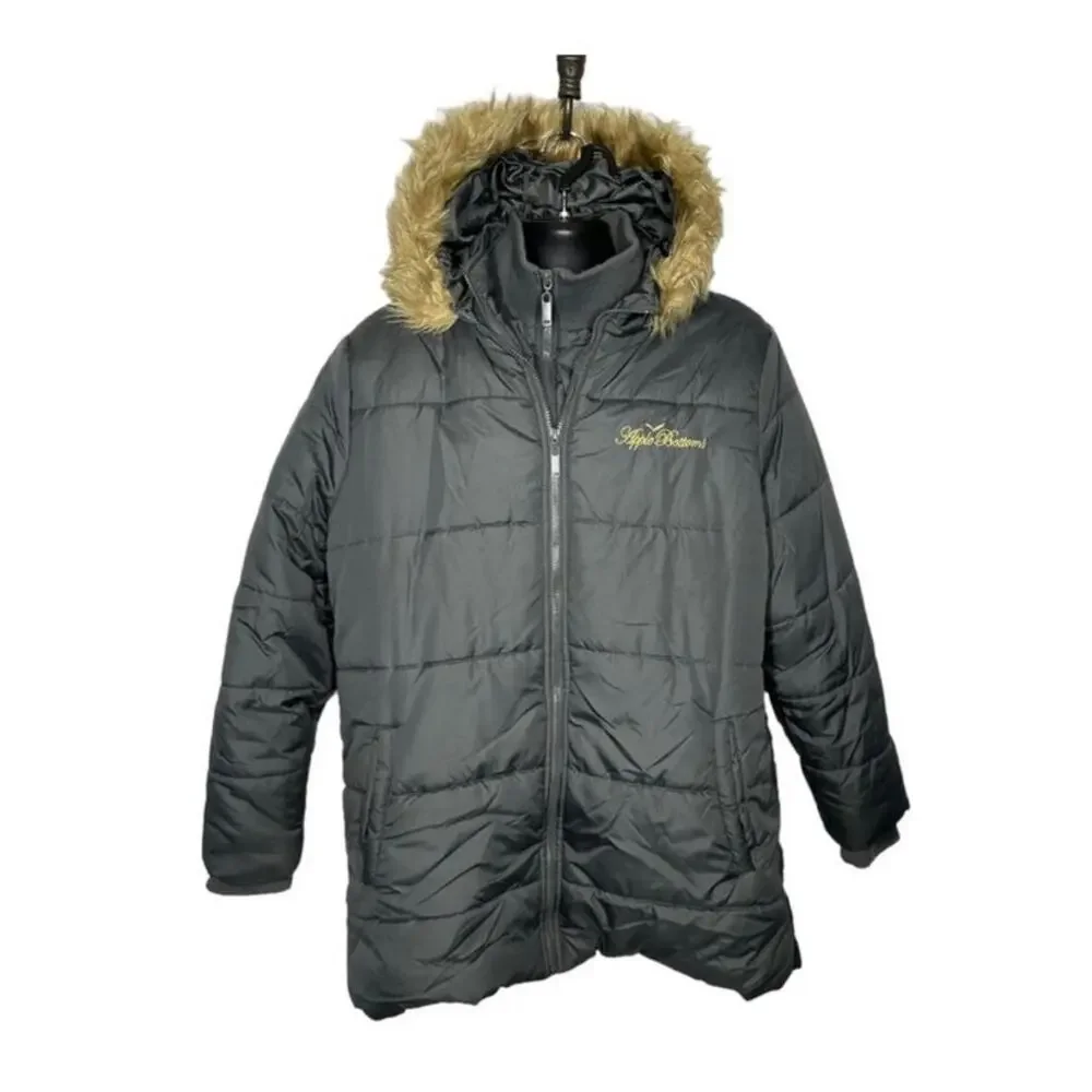 Apple Bottoms Men's Oversized Puffer Parka Fur Hood 1X Tall Y2K Streetwear